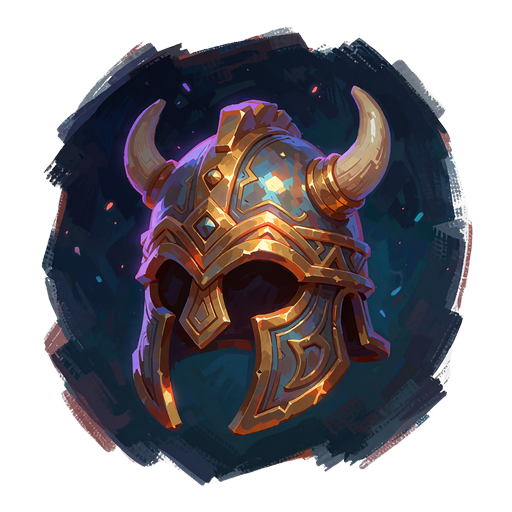 Gylden vikingehjelm med buede horn som ikon for slots med nordisk mytologi og guder